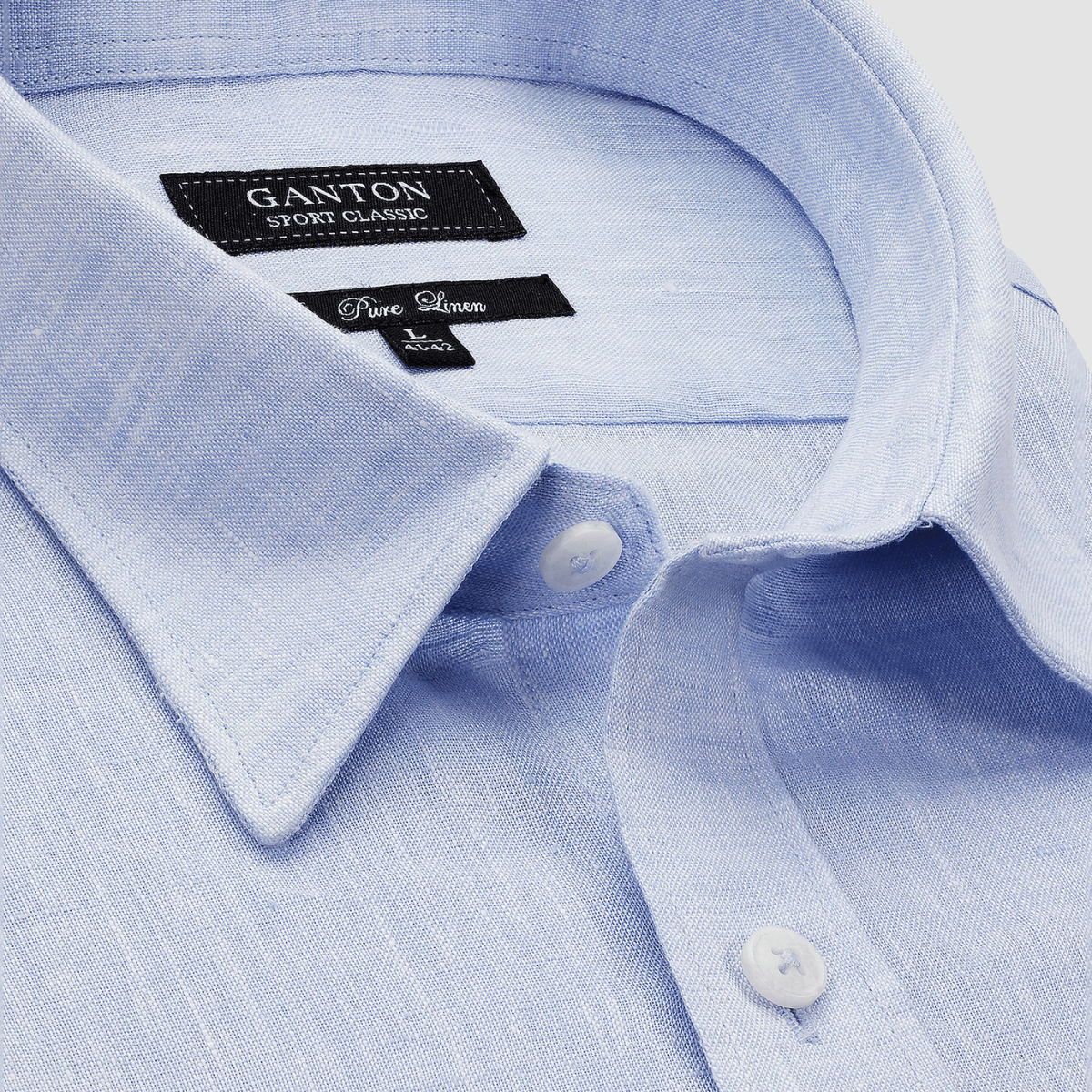 Ganton Classic Fit Jay Mens Shirt in Sky Blue Linen