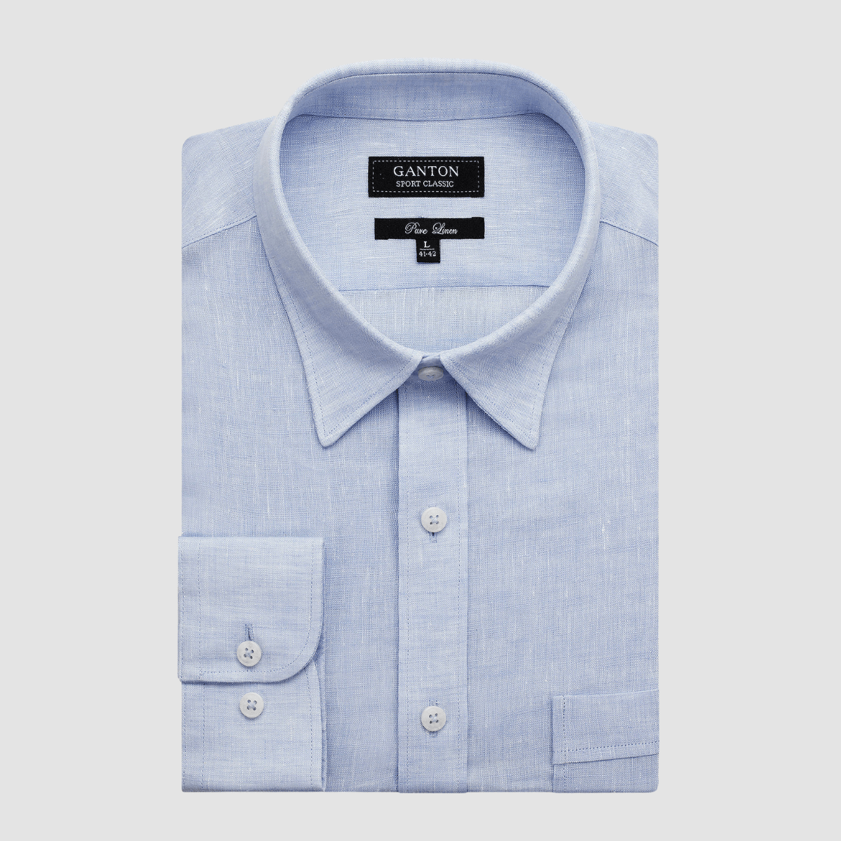 Ganton Classic Fit Jay Mens Shirt in Sky Blue Linen