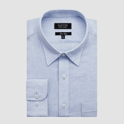 Ganton Classic Fit Jay Mens Shirt in Sky Blue Linen