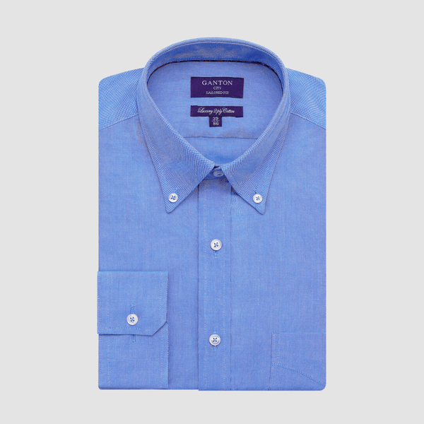 Ganton Classic Fit Lucas Oxford Mens Shirt in Blue