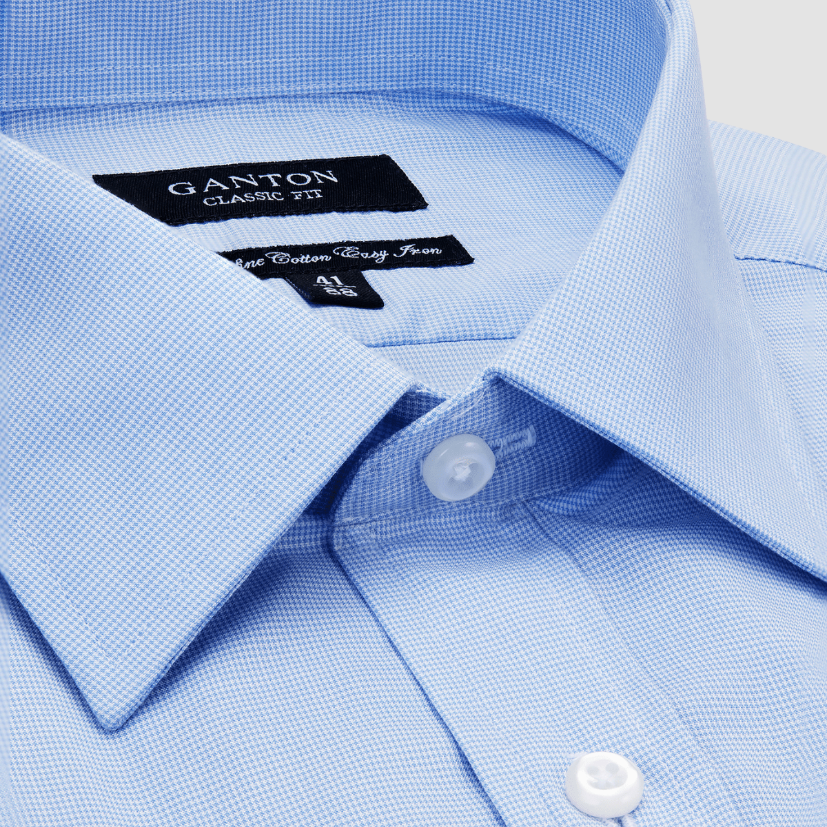 Ganton Classic Fit Mitchel Mens Shirt in Sky Mini Check