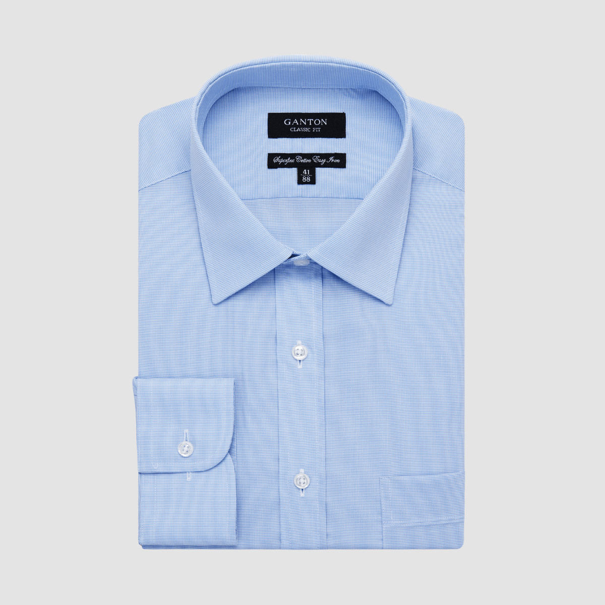 Ganton Classic Fit Mitchel Mens Shirt in Sky Mini Check