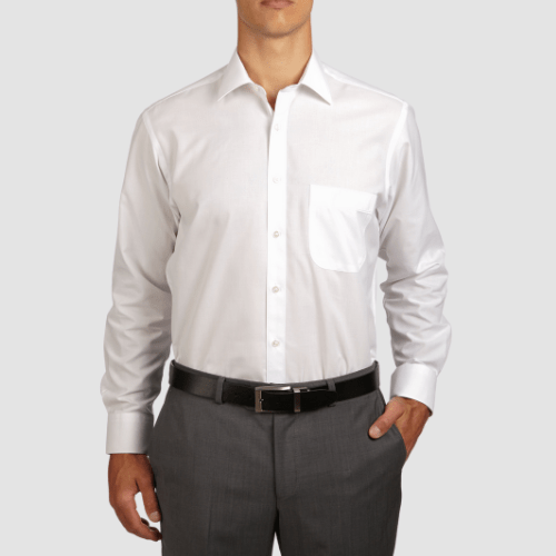 Ganton Classic Fit Gold Label Mens Single Cuff Shirt in White