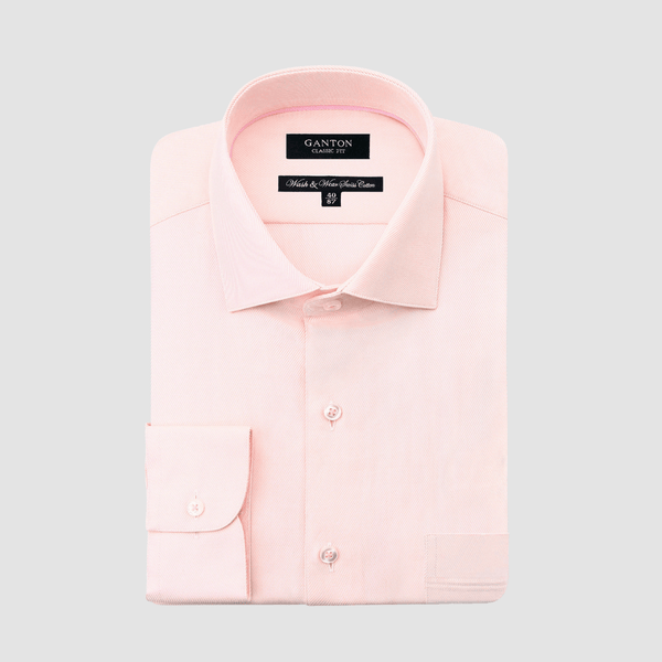 Ganton Classic Fit Windsor Lux Twill Mens Shirt in Pink