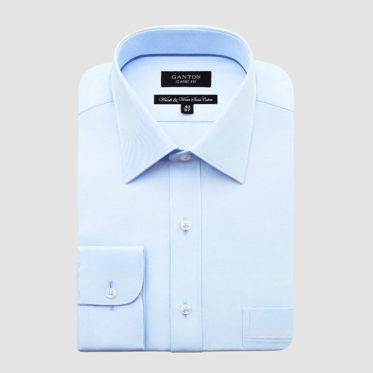 Ganton Classic Fit Windsor Lux Twill Mens Shirt in Sky