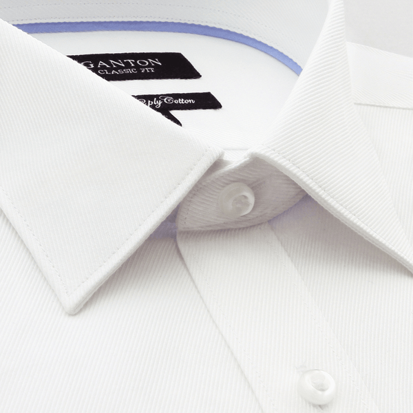 Ganton Classic Fit Windsor Lux Twill Mens Shirt in White