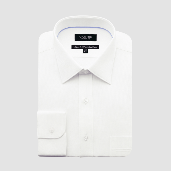 Ganton Classic Fit Windsor Lux Twill Mens Shirt in White