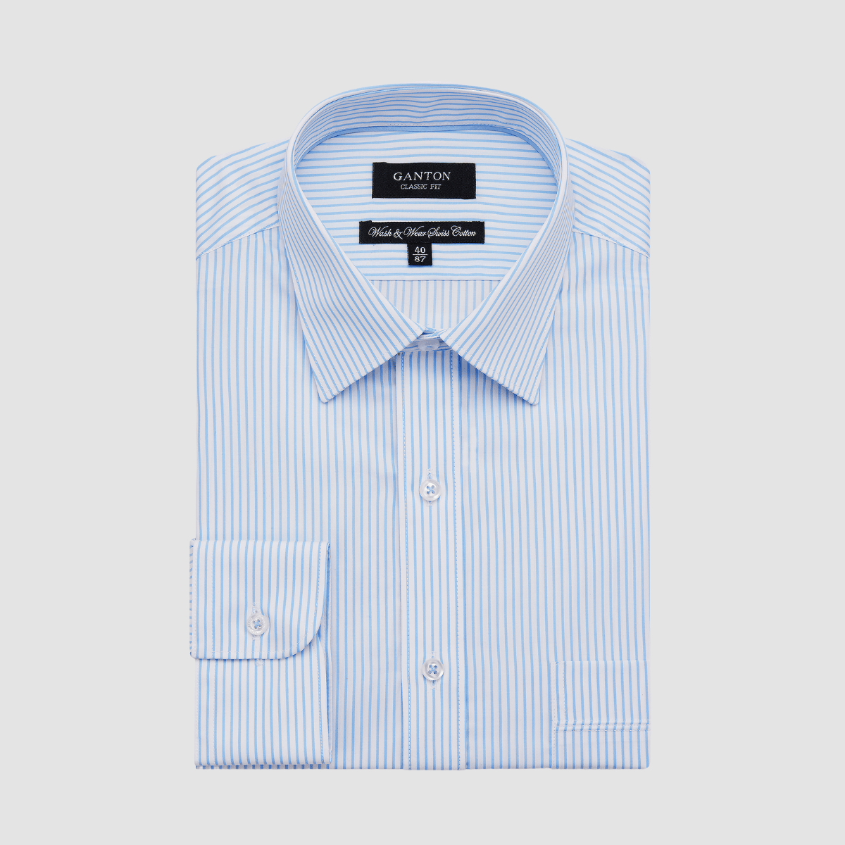 Ganton Classic Fit Nigel Mens Shirt in Sky Stripe
