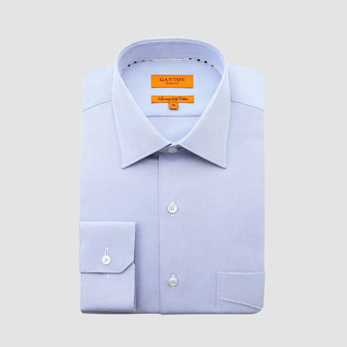 Ganton Slim Fit Robert Fine Twill Mens Shirt in Sky