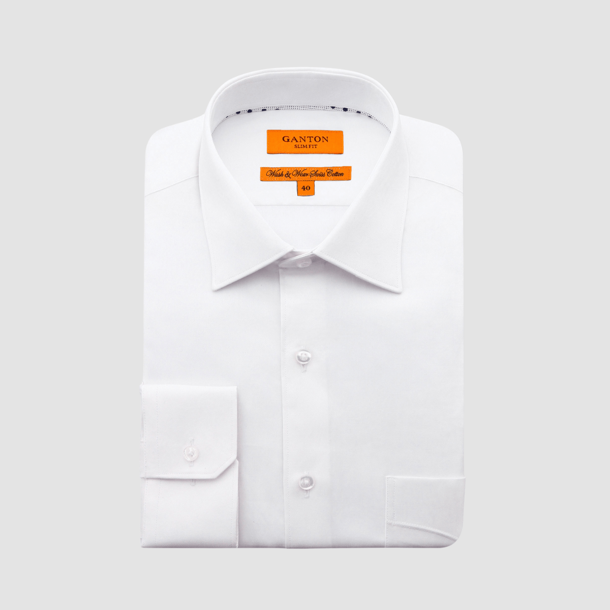 Ganton Slim Fit Robert Fine Twill Mens Shirt in White