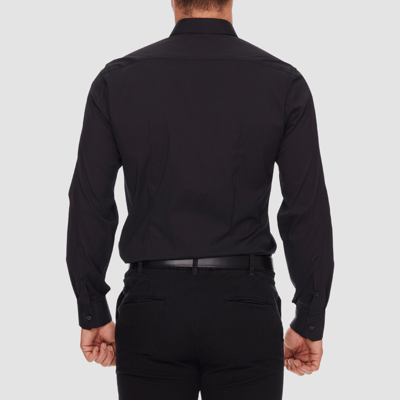 Ganton Slim Fit Scott Stretch Mens Shirt in Black