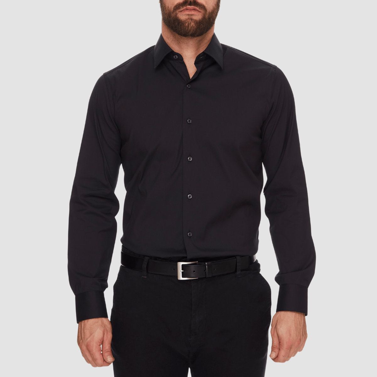 Ganton Slim Fit Scott Stretch Mens Shirt in Black