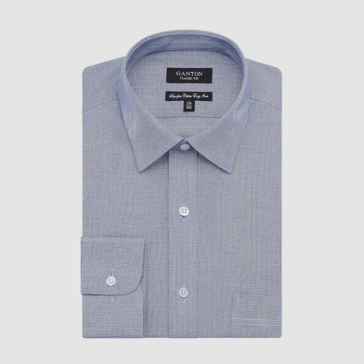 Ganton Classic Fit Emmanuel Mens Shirt in Navy Micro-Check
