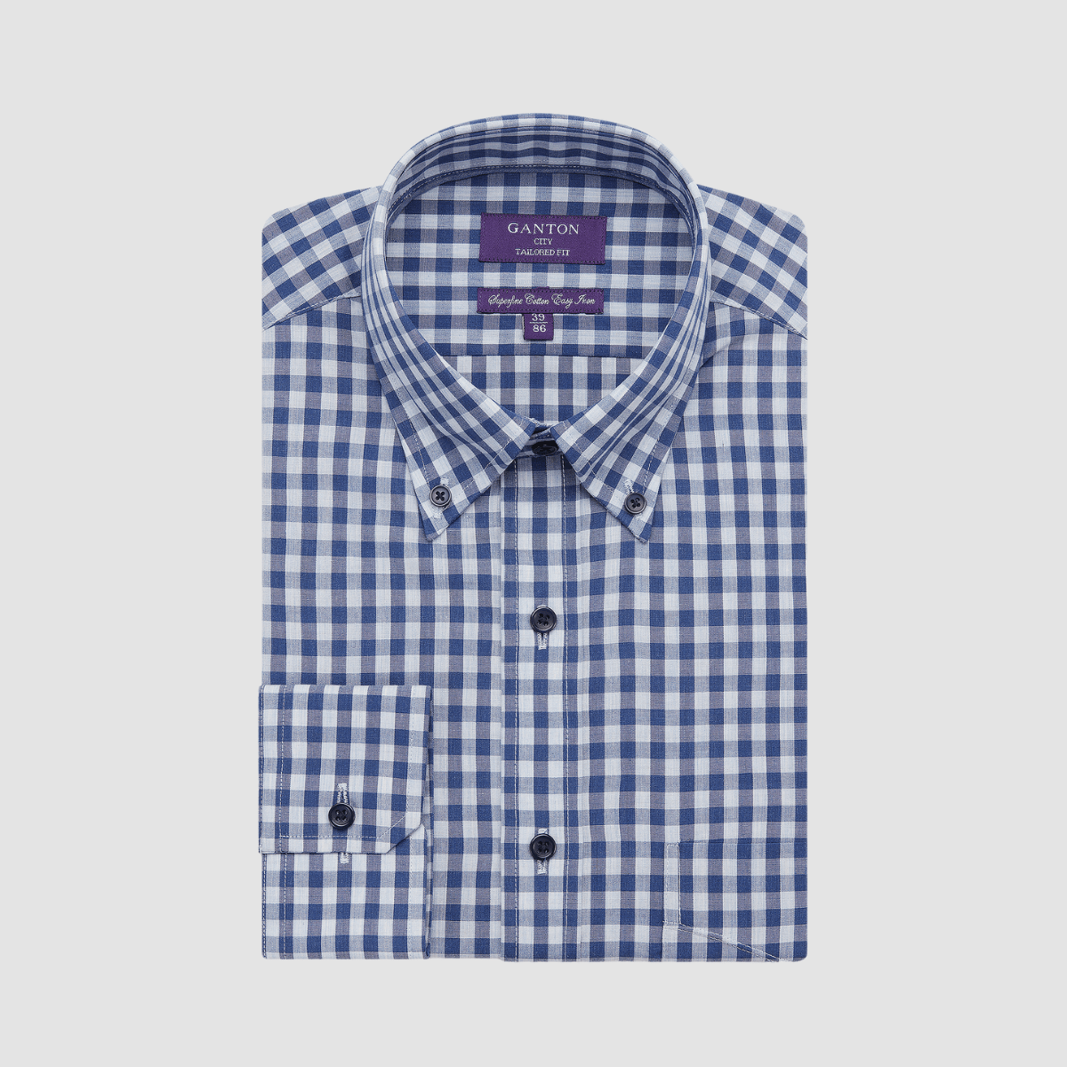 Ganton Tailored Fit Jonas Mens Shirt in Navy Check