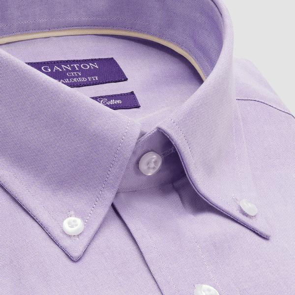 Ganton Tailored Fit  Oxford Mens Shirt in Lilac
