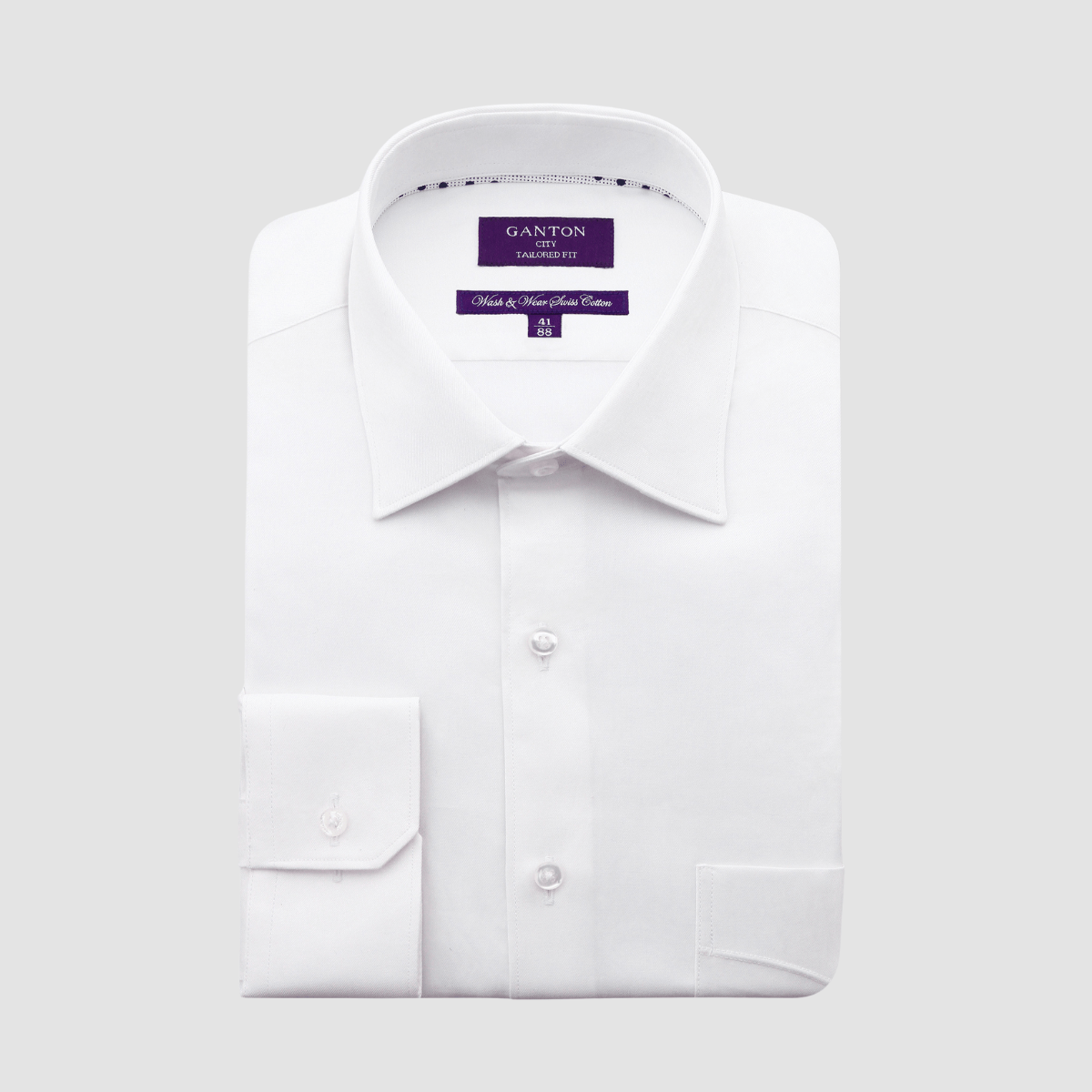 Ganton Tailored Fit Ronan Fine Twill Mens Shirt in White