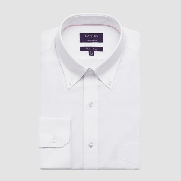 Ganton Tailored Fit Sam Oxford Mens Shirt in White