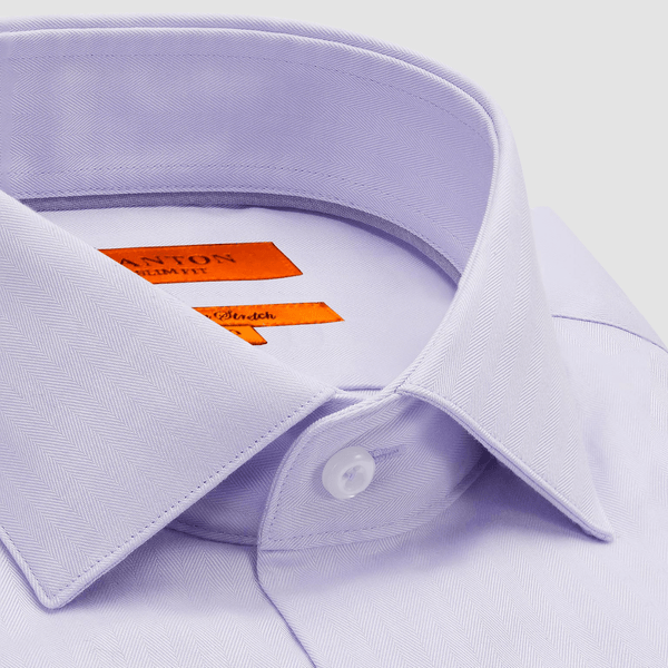 Ganton Slim Fit Marcus Herringbone Shirt in Lilac