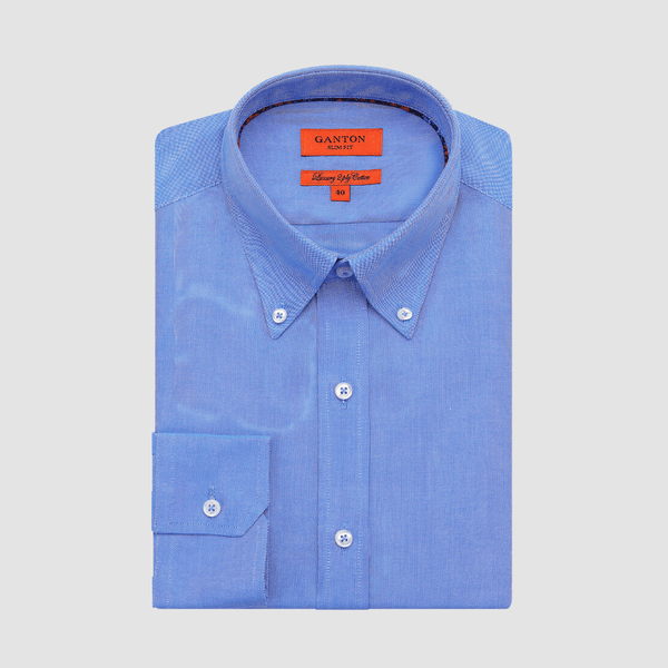 Ganton Slim Fit Mac Oxford Mens Shirt in Blue