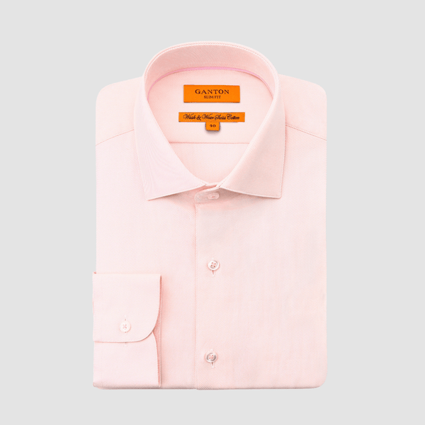 Ganton Slim Fit Winston Lux Twill Mens Shirt in Pink