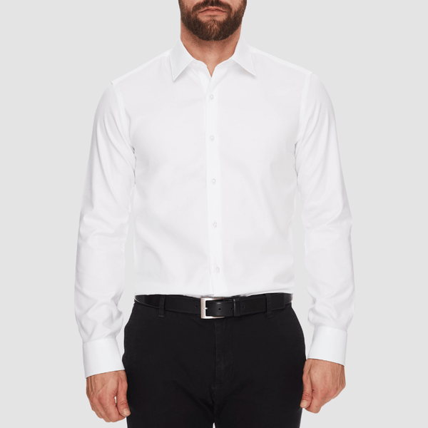 Ganton Slim Fit Winston Lux Twill Mens Shirt in White