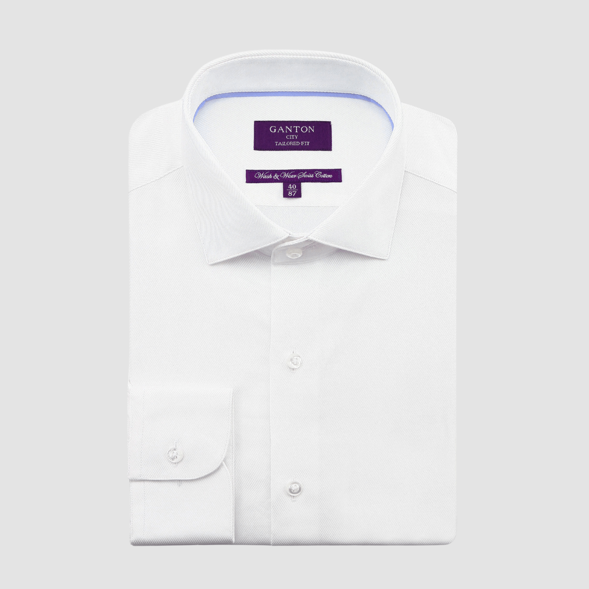 Ganton Tailored Fit Benjamin Lux Twill Mens Shirt in White