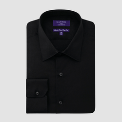 Ganton Tailored Fit Byron Poplin Shirt in Black