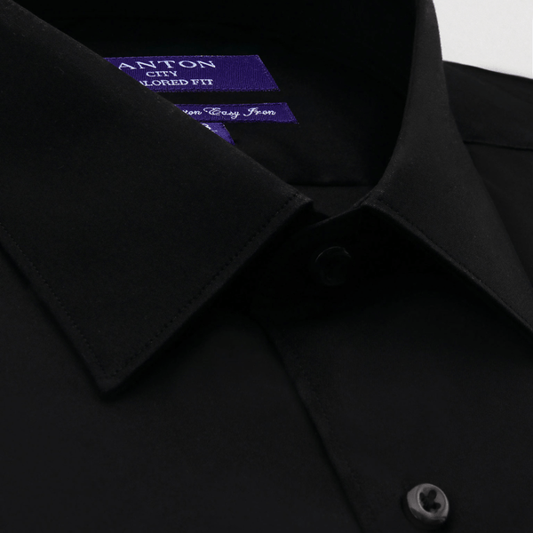 Ganton Tailored Fit Byron Poplin Shirt in Black