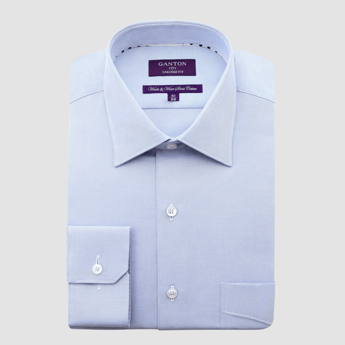 Ganton Tailored Fit Ronan Fine Twill Mens Shirt in Sky