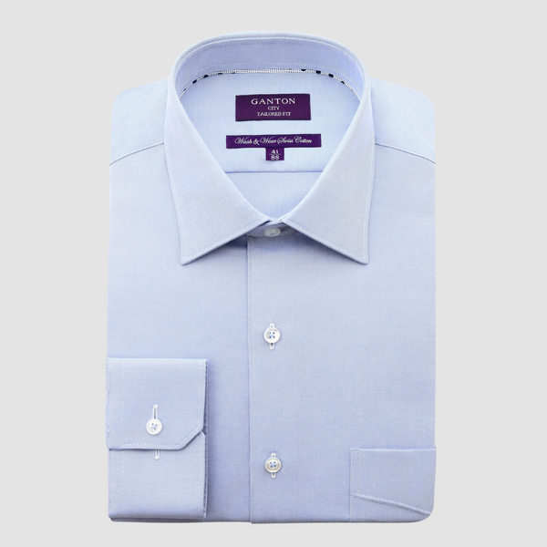 Ganton Tailored Fit Ronan Fine Twill Mens Shirt in Sky