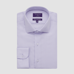 Ganton Tailored Fit Zach Herringbone Shirt in Lilac