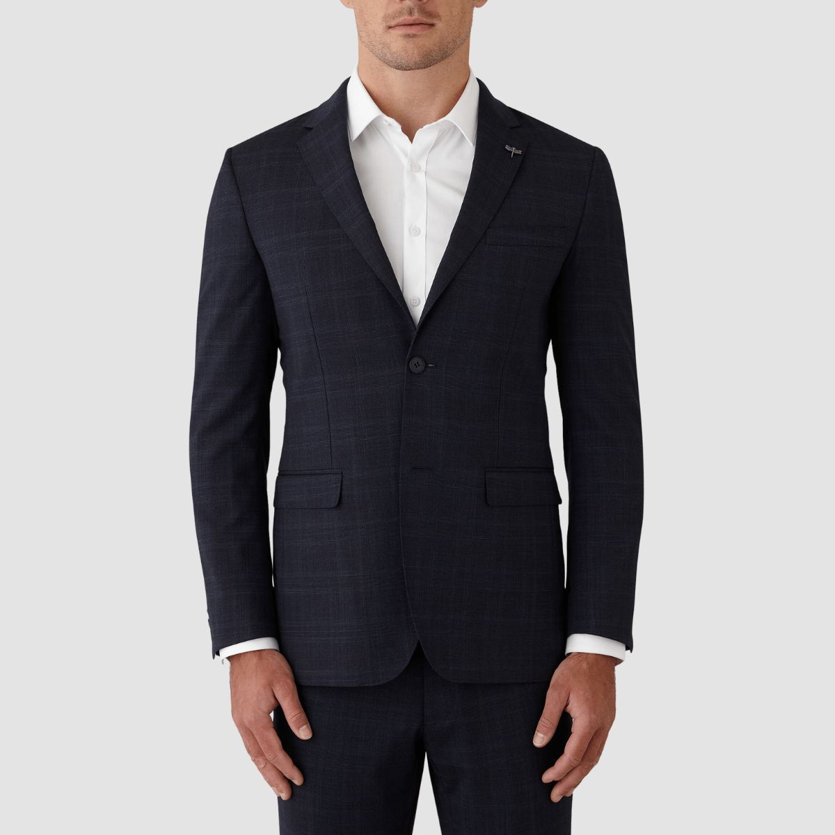 Gibson Mens Slim Fit Ayden Check Suit in Navy