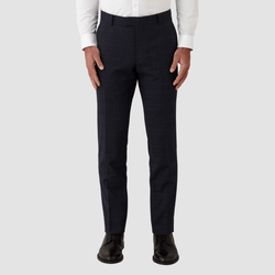 Gibson Mens Slim Fit Caper Check Trouser in Navy
