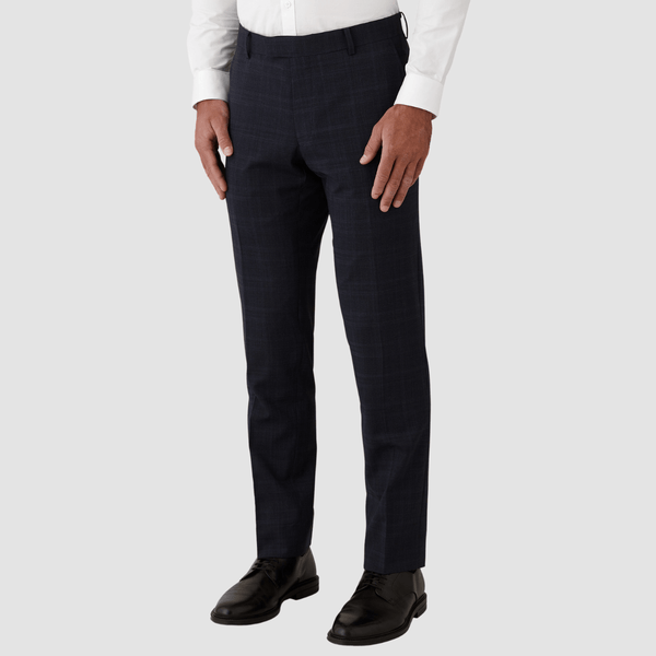 Gibson Mens Slim Fit Caper Check Trouser in Navy