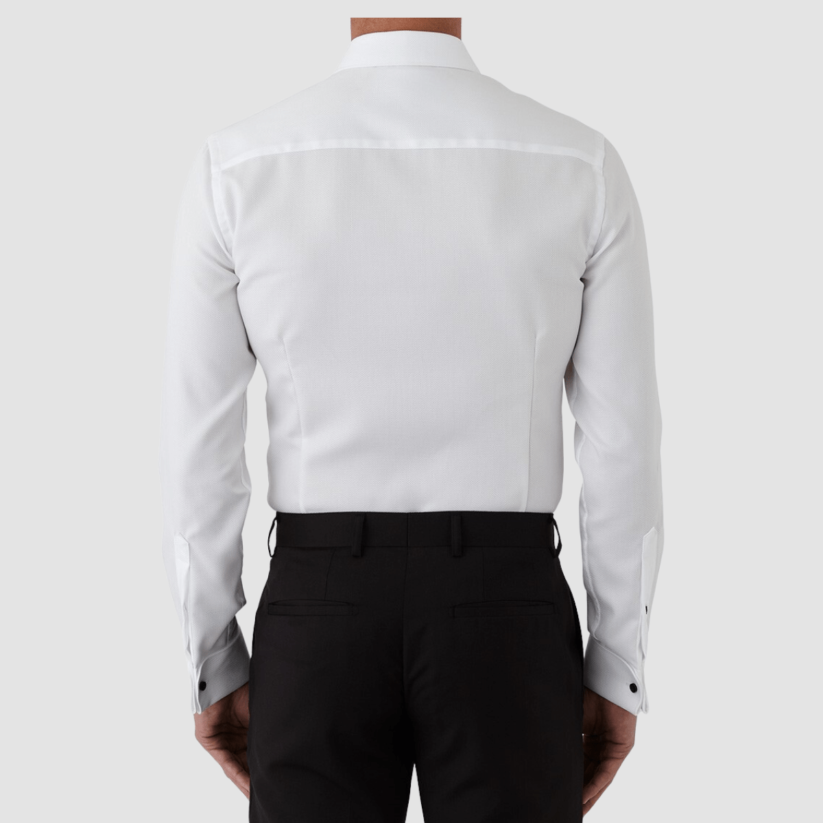 Gibson slim fit archie french cuff contrast button shirt in white