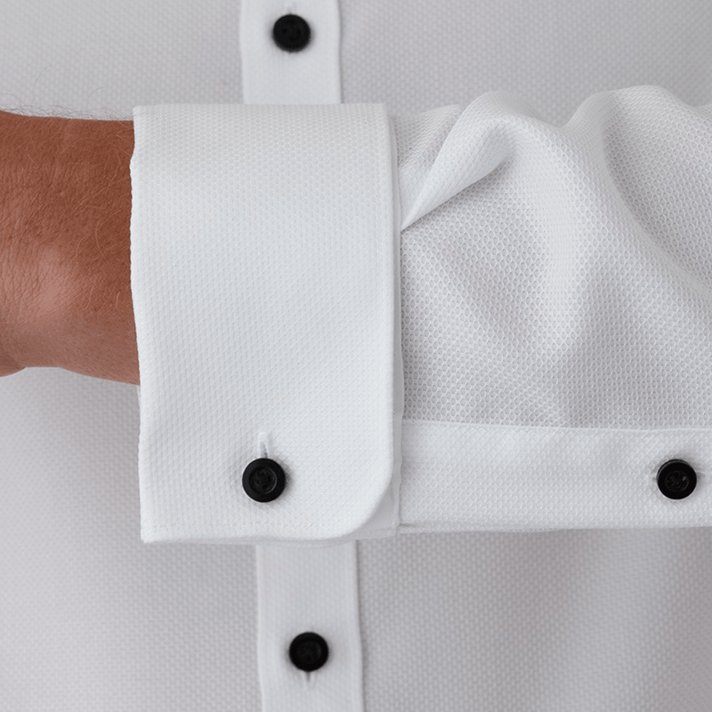 White shirt black buttons slim fit deals