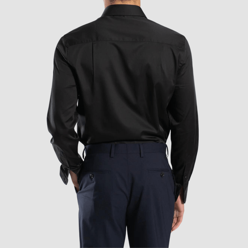 Hardy Amies Slim Fit Mens Shirt in Black Pure Cotton