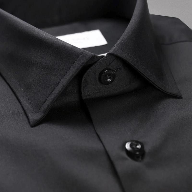 Hardy Amies Slim Fit Mens Shirt in Black Pure Cotton