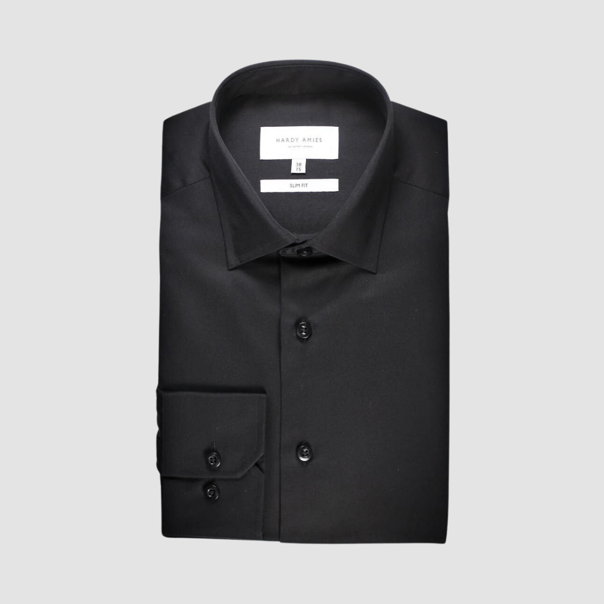 Hardy Amies Slim Fit Mens Shirt in Black Pure Cotton