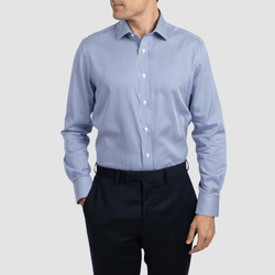 Hardy Amies Classic Fit Striped Mens Shirt in Blue Cotton