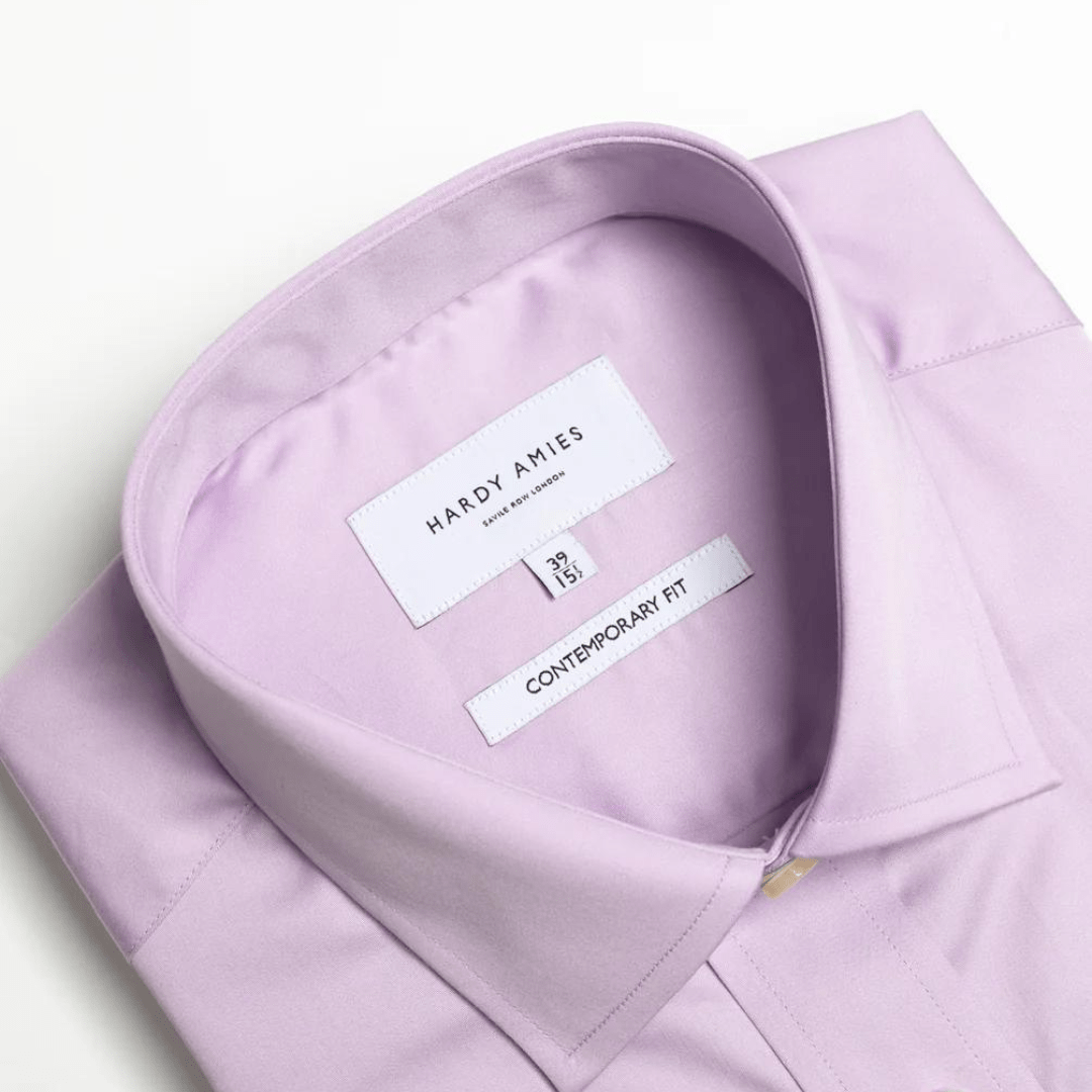 Hardy Amies Classic Fit Mens Poplin Shirt in Lilac
