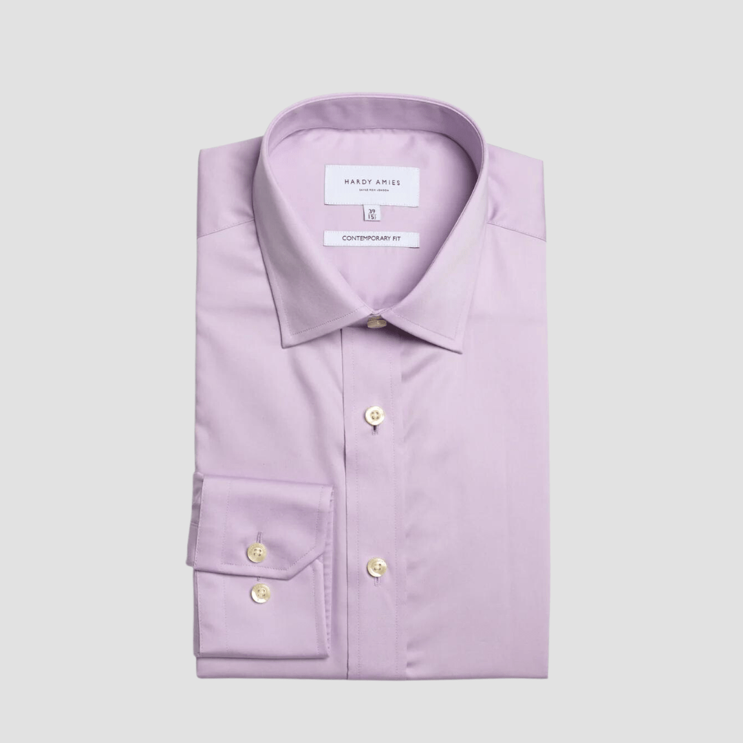 Hardy Amies Classic Fit Mens Poplin Shirt in Lilac
