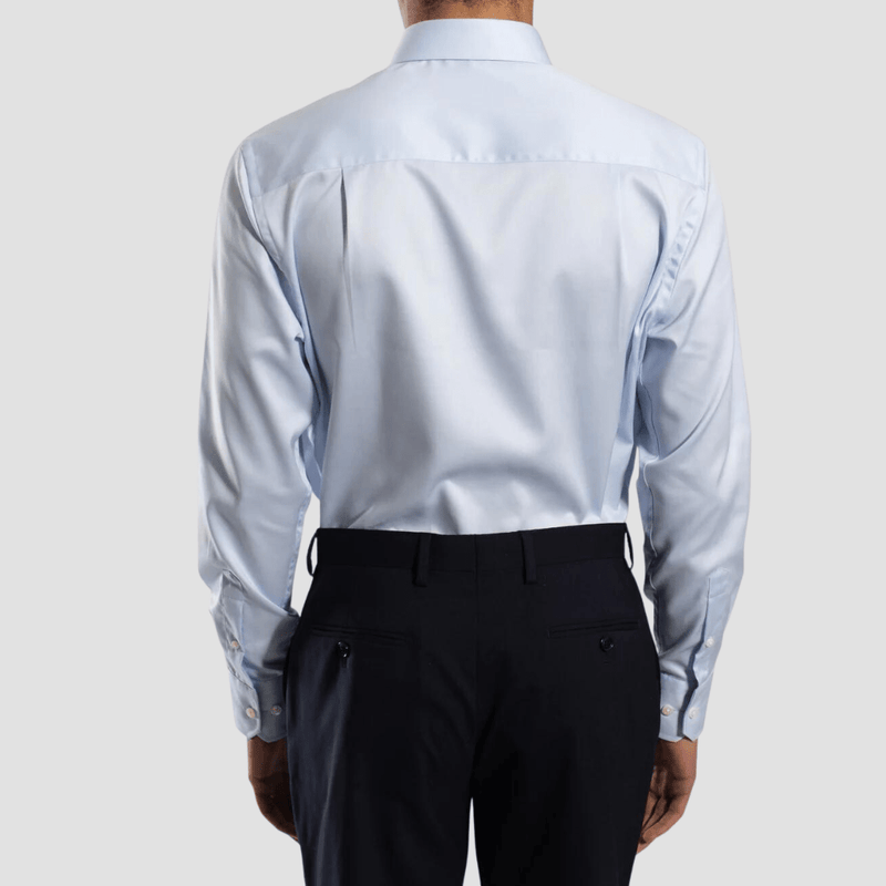 Hardy Amies Classic Fit Micro Twill Shirt in Blue Cotton