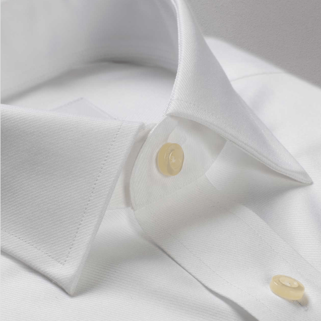 Hardy Amies Slim Fit Micro Twill Shirt in White Cotton