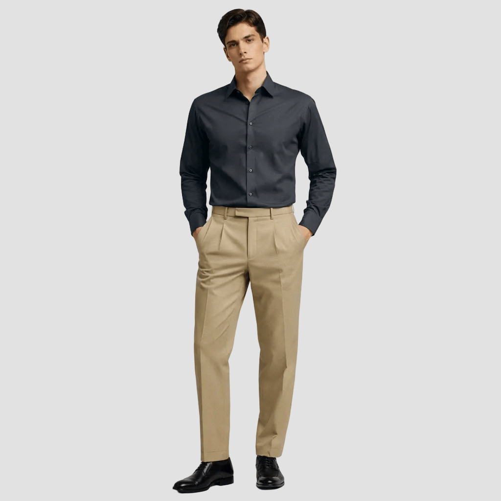 Hardy Amies Men's Slim Fit Shirt in Slate Pure Cotton