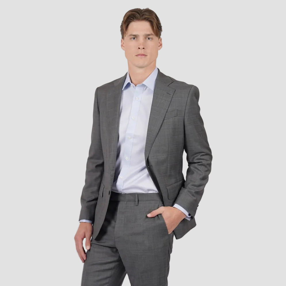 A refined grey Brinsley Check Suit by Hardy Amies