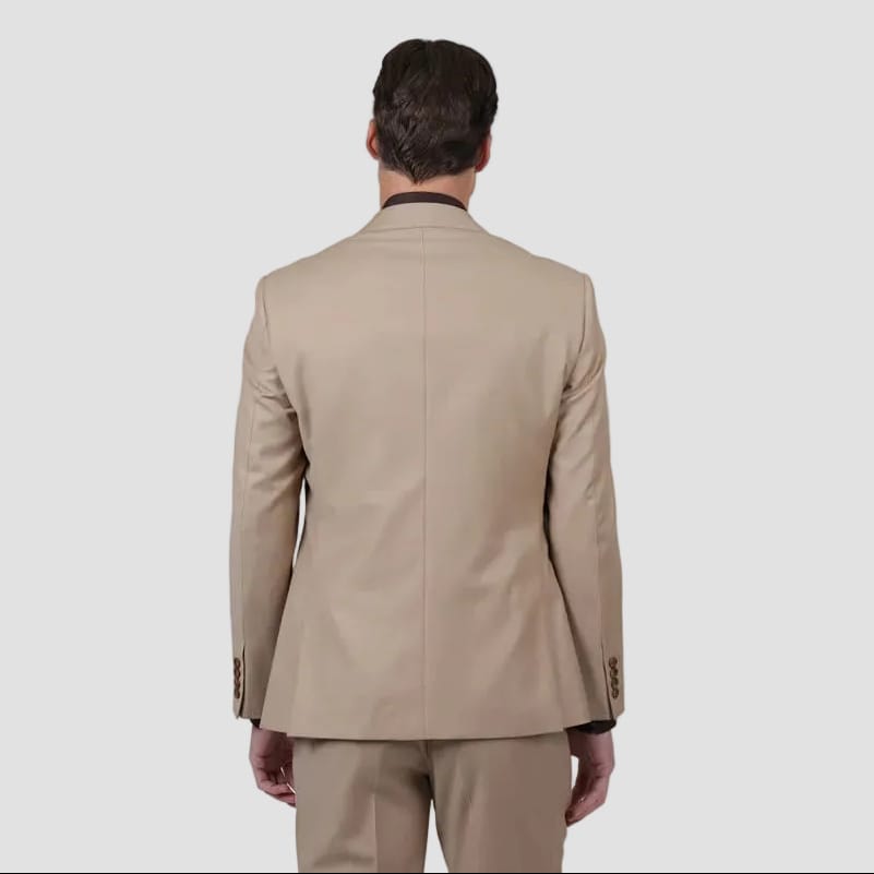 Hardy Amies Men's Tailored Fit Brinsley Suit in Camel Wool Blend