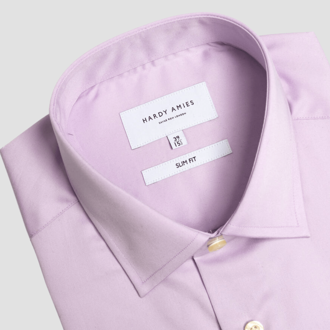 Hardy Amies Slim Fit Mens Poplin Shirt in Lilac
