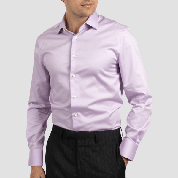 Hardy Amies Slim Fit Mens Poplin Shirt in Lilac