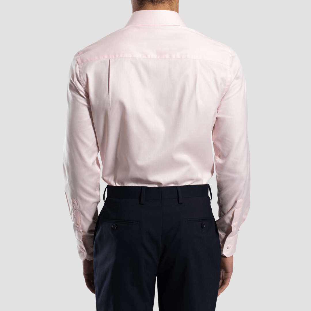 Hardy Amies Slim Fit Mens Mini Herringbone Shirt in Pink